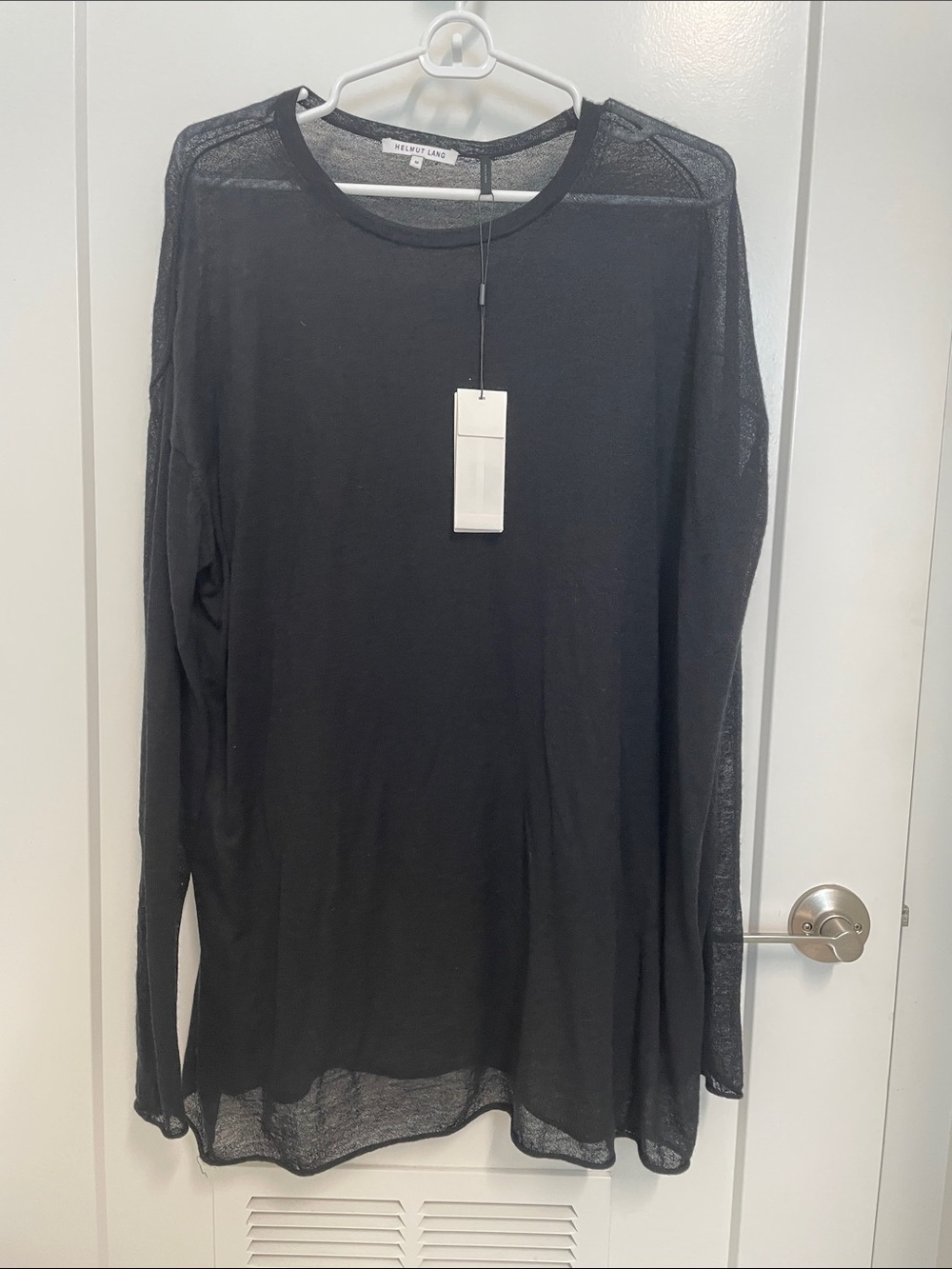Helmut Lang Black Long Sleeve Sheer Knit Top